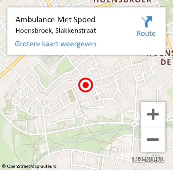 Locatie op kaart van de 112 melding: Ambulance Met Spoed Naar Hoensbroek, Slakkenstraat op 21 oktober 2014 20:59