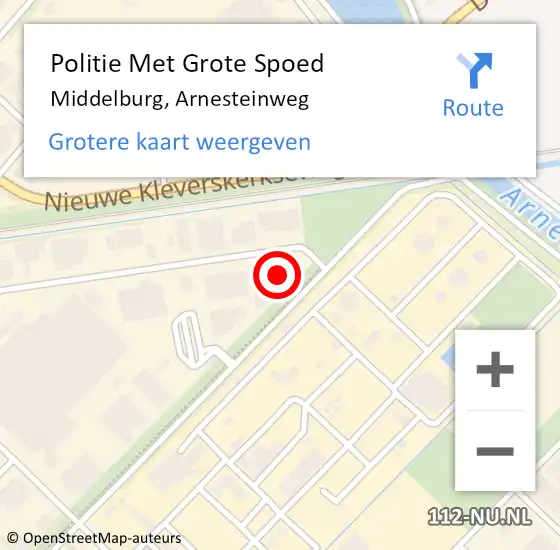 Locatie op kaart van de 112 melding: Politie Met Grote Spoed Naar Middelburg, Arnesteinweg op 30 september 2024 21:51