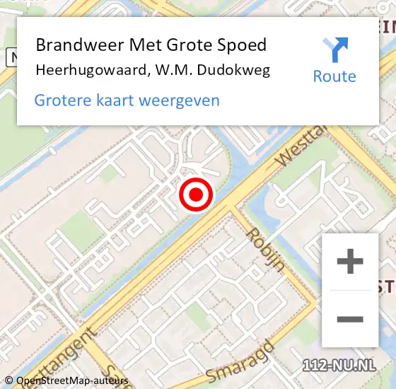 Locatie op kaart van de 112 melding: Brandweer Met Grote Spoed Naar Heerhugowaard, W.M. Dudokweg op 30 september 2024 22:13