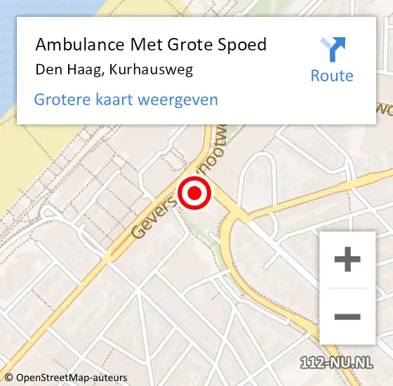 Locatie op kaart van de 112 melding: Ambulance Met Grote Spoed Naar Den Haag, Kurhausweg op 30 september 2024 22:15