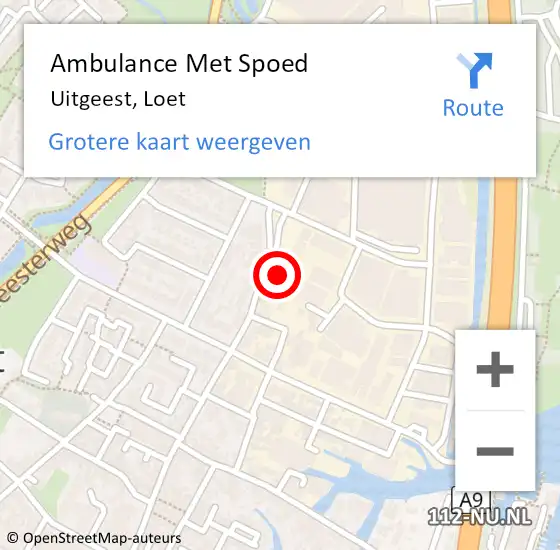 Locatie op kaart van de 112 melding: Ambulance Met Spoed Naar Uitgeest, Loet op 30 september 2024 22:38