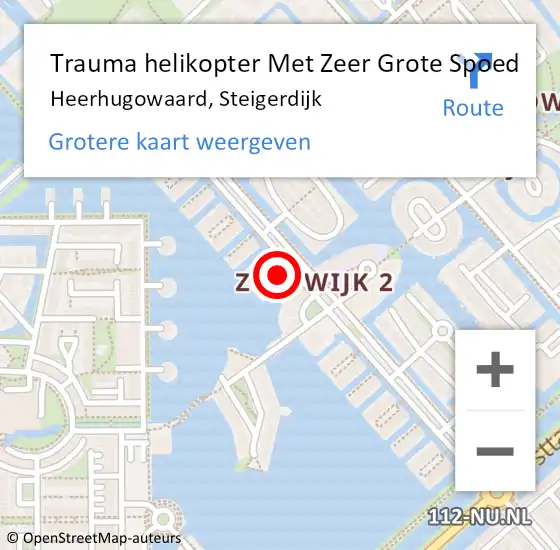 Locatie op kaart van de 112 melding: Trauma helikopter Met Zeer Grote Spoed Naar Heerhugowaard, Steigerdijk op 30 september 2024 22:46