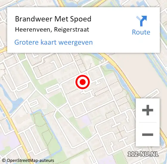 Locatie op kaart van de 112 melding: Brandweer Met Spoed Naar Heerenveen, Reigerstraat op 30 september 2024 22:50