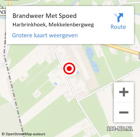 Locatie op kaart van de 112 melding: Brandweer Met Spoed Naar Harbrinkhoek, Mekkelenbergweg op 30 september 2024 22:54