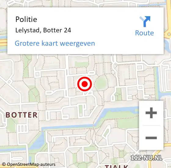 Locatie op kaart van de 112 melding: Politie Lelystad, Botter 24 op 30 september 2024 22:55