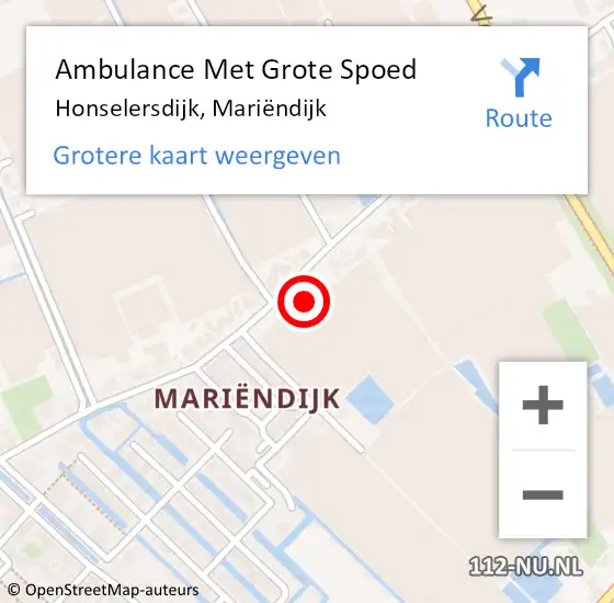 Locatie op kaart van de 112 melding: Ambulance Met Grote Spoed Naar Honselersdijk, Mariëndijk op 30 september 2024 23:41