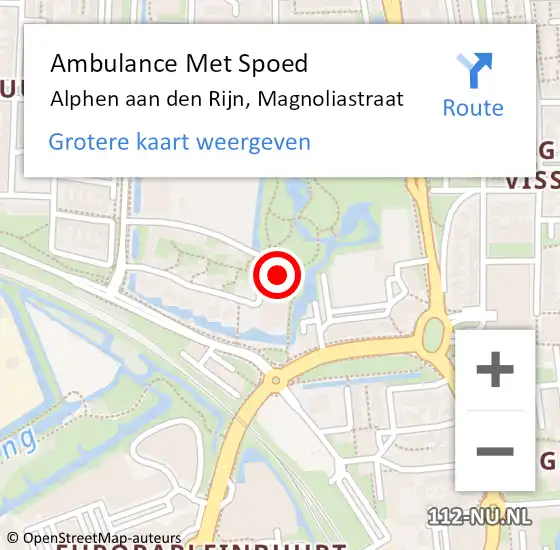 Locatie op kaart van de 112 melding: Ambulance Met Spoed Naar Alphen aan den Rijn, Magnoliastraat op 1 oktober 2024 00:21