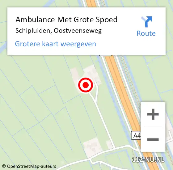 Locatie op kaart van de 112 melding: Ambulance Met Grote Spoed Naar Schipluiden, Oostveenseweg op 21 oktober 2014 21:11