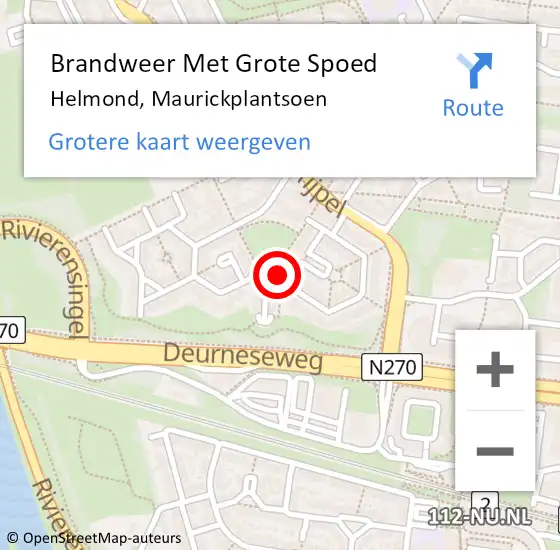 Locatie op kaart van de 112 melding: Brandweer Met Grote Spoed Naar Helmond, Maurickplantsoen op 1 oktober 2024 01:15