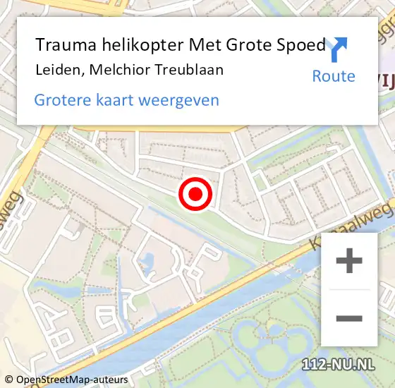 Locatie op kaart van de 112 melding: Trauma helikopter Met Grote Spoed Naar Leiden, Melchior Treublaan op 1 oktober 2024 01:43