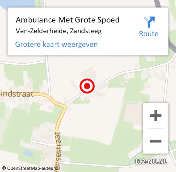 Locatie op kaart van de 112 melding: Ambulance Met Grote Spoed Naar Ven-Zelderheide, Zandsteeg op 21 oktober 2014 21:14