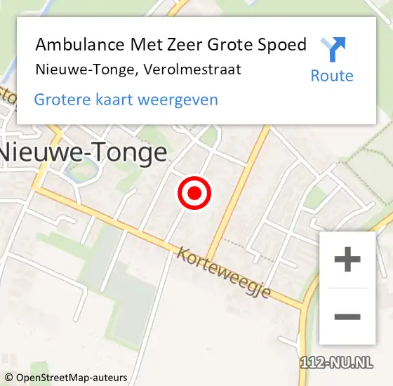 Locatie op kaart van de 112 melding: Ambulance Met Zeer Grote Spoed Naar Nieuwe-Tonge, Verolmestraat op 1 oktober 2024 03:06