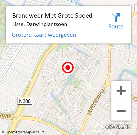 Locatie op kaart van de 112 melding: Brandweer Met Grote Spoed Naar Lisse, Darwinplantsoen op 1 oktober 2024 03:24