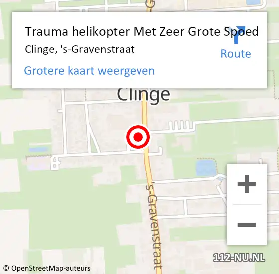 Locatie op kaart van de 112 melding: Trauma helikopter Met Zeer Grote Spoed Naar Clinge, 's-Gravenstraat op 1 oktober 2024 05:01