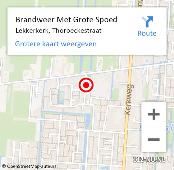 Locatie op kaart van de 112 melding: Brandweer Met Grote Spoed Naar Lekkerkerk, Thorbeckestraat op 21 oktober 2014 21:20