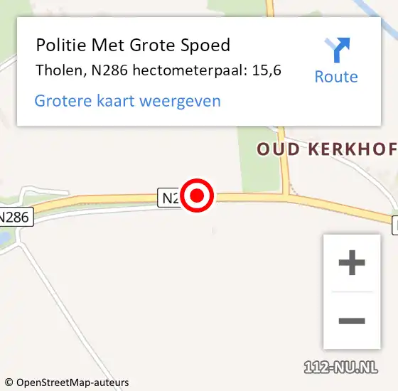 Locatie op kaart van de 112 melding: Politie Met Grote Spoed Naar Tholen, N286 hectometerpaal: 15,6 op 1 oktober 2024 05:42