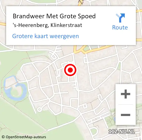 Locatie op kaart van de 112 melding: Brandweer Met Grote Spoed Naar 's-Heerenberg, Klinkerstraat op 1 oktober 2024 06:50