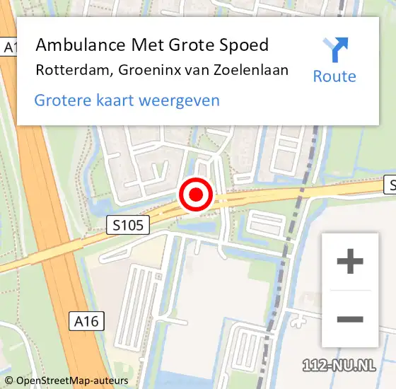 Locatie op kaart van de 112 melding: Ambulance Met Grote Spoed Naar Rotterdam, Groeninx van Zoelenlaan op 1 oktober 2024 07:07