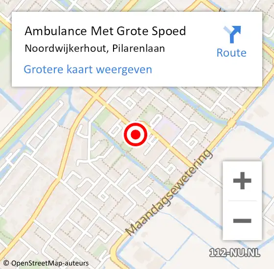 Locatie op kaart van de 112 melding: Ambulance Met Grote Spoed Naar Noordwijkerhout, Pilarenlaan op 1 oktober 2024 07:33