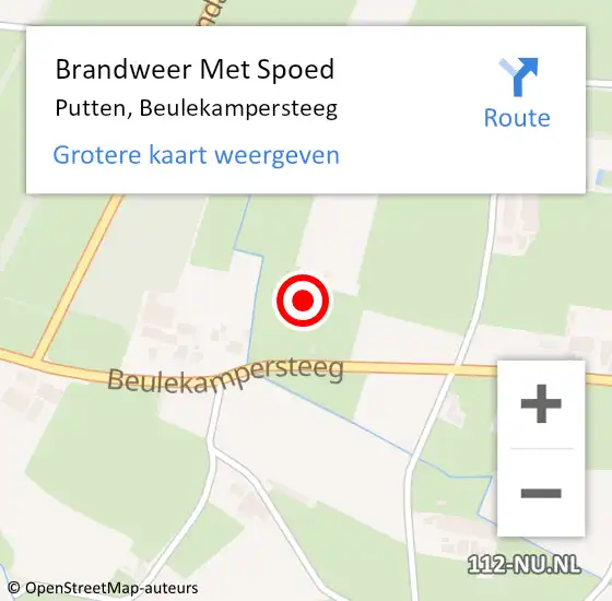 Locatie op kaart van de 112 melding: Brandweer Met Spoed Naar Putten, Beulekampersteeg op 1 oktober 2024 07:34