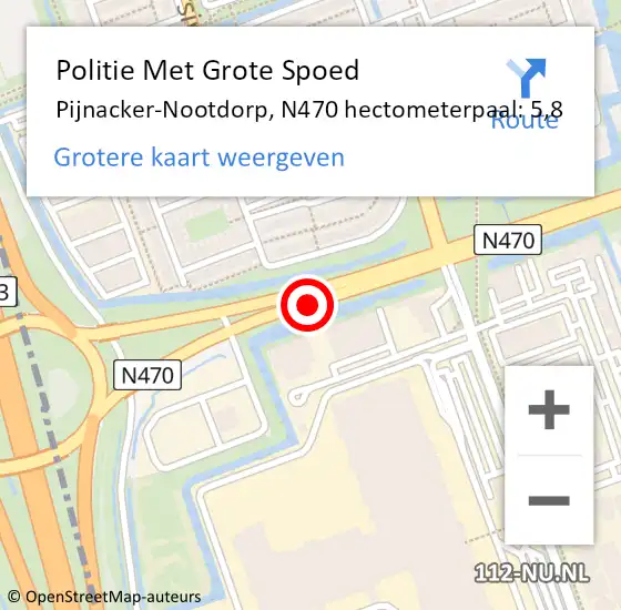 Locatie op kaart van de 112 melding: Politie Met Grote Spoed Naar Pijnacker-Nootdorp, N470 hectometerpaal: 5,8 op 1 oktober 2024 07:34