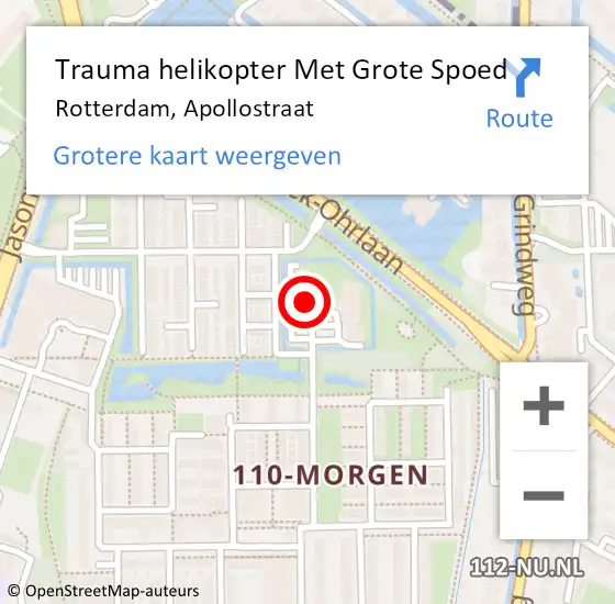 Locatie op kaart van de 112 melding: Trauma helikopter Met Grote Spoed Naar Rotterdam, Apollostraat op 1 oktober 2024 07:36