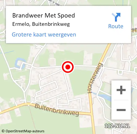 Locatie op kaart van de 112 melding: Brandweer Met Spoed Naar Ermelo, Buitenbrinkweg op 1 oktober 2024 07:39