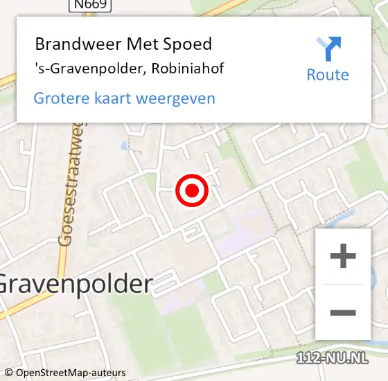 Locatie op kaart van de 112 melding: Brandweer Met Spoed Naar 's-Gravenpolder, Robiniahof op 1 oktober 2024 07:49