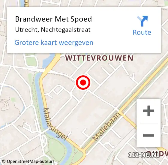 Locatie op kaart van de 112 melding: Brandweer Met Spoed Naar Utrecht, Nachtegaalstraat op 1 oktober 2024 07:50