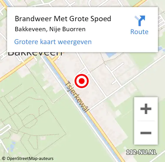 Locatie op kaart van de 112 melding: Brandweer Met Grote Spoed Naar Bakkeveen, Nije Buorren op 1 oktober 2024 07:51