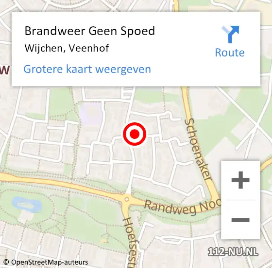 Locatie op kaart van de 112 melding: Brandweer Geen Spoed Naar Wijchen, Veenhof op 1 oktober 2024 07:52