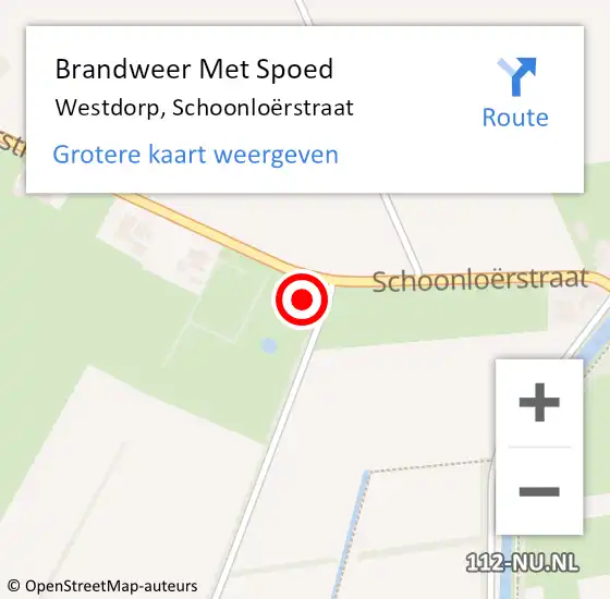 Locatie op kaart van de 112 melding: Brandweer Met Spoed Naar Westdorp, Schoonloërstraat op 1 oktober 2024 08:07