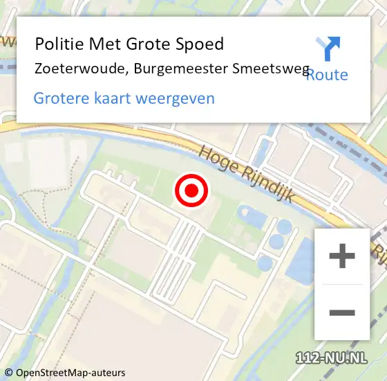 Locatie op kaart van de 112 melding: Politie Met Grote Spoed Naar Zoeterwoude, Burgemeester Smeetsweg op 1 oktober 2024 08:19