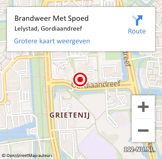 Locatie op kaart van de 112 melding: Brandweer Met Spoed Naar Lelystad, Gordiaandreef op 1 oktober 2024 08:50