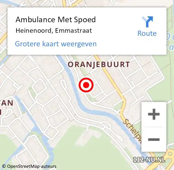 Locatie op kaart van de 112 melding: Ambulance Met Spoed Naar Heinenoord, Emmastraat op 1 oktober 2024 09:09