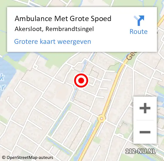 Locatie op kaart van de 112 melding: Ambulance Met Grote Spoed Naar Akersloot, Rembrandtsingel op 1 oktober 2024 09:23