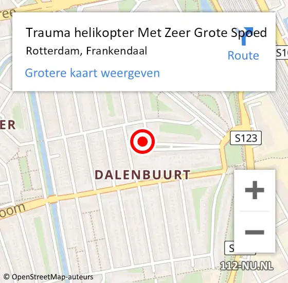 Locatie op kaart van de 112 melding: Trauma helikopter Met Zeer Grote Spoed Naar Rotterdam, Frankendaal op 1 oktober 2024 09:28