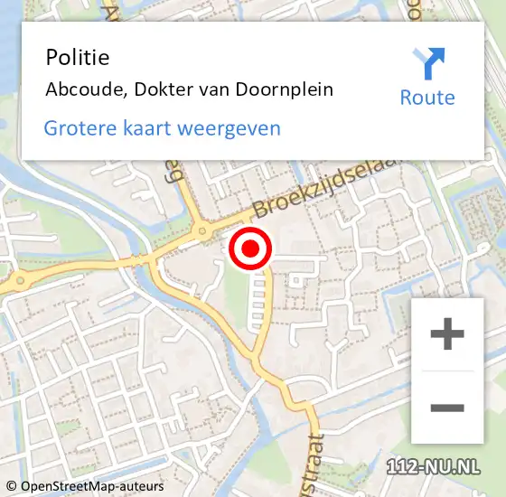 Locatie op kaart van de 112 melding: Politie Abcoude, Dokter van Doornplein op 1 oktober 2024 09:33