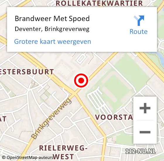 Locatie op kaart van de 112 melding: Brandweer Met Spoed Naar Deventer, Brinkgreverweg op 1 oktober 2024 10:27