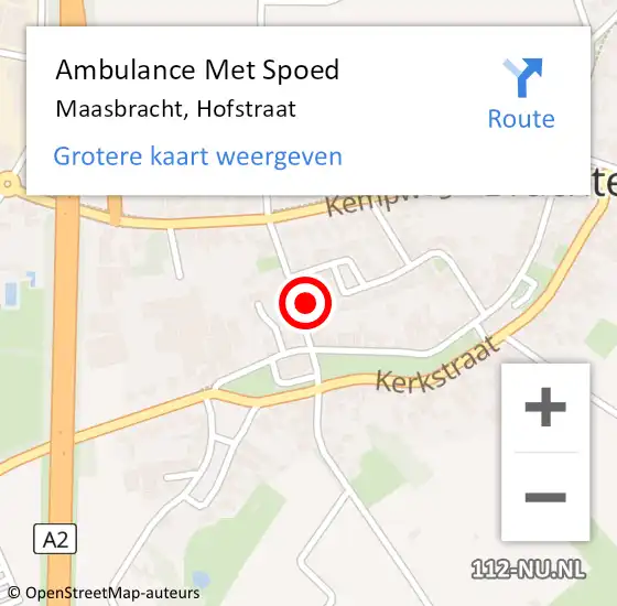 Locatie op kaart van de 112 melding: Ambulance Met Spoed Naar Maasbracht, Hofstraat op 1 oktober 2024 10:35