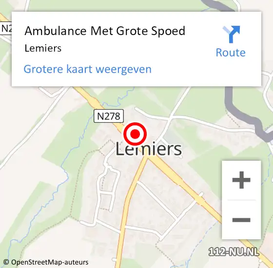 Locatie op kaart van de 112 melding: Ambulance Met Grote Spoed Naar Lemiers op 21 oktober 2014 22:05