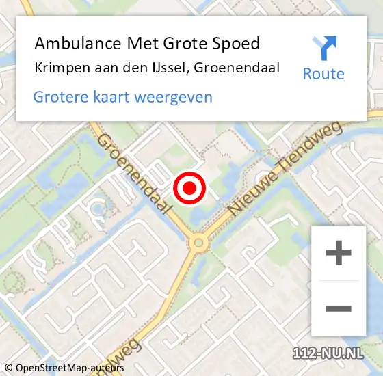 Locatie op kaart van de 112 melding: Ambulance Met Grote Spoed Naar Krimpen aan den IJssel, Groenendaal op 1 oktober 2024 11:46