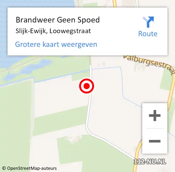 Locatie op kaart van de 112 melding: Brandweer Geen Spoed Naar Slijk-Ewijk, Loowegstraat op 1 oktober 2024 11:47