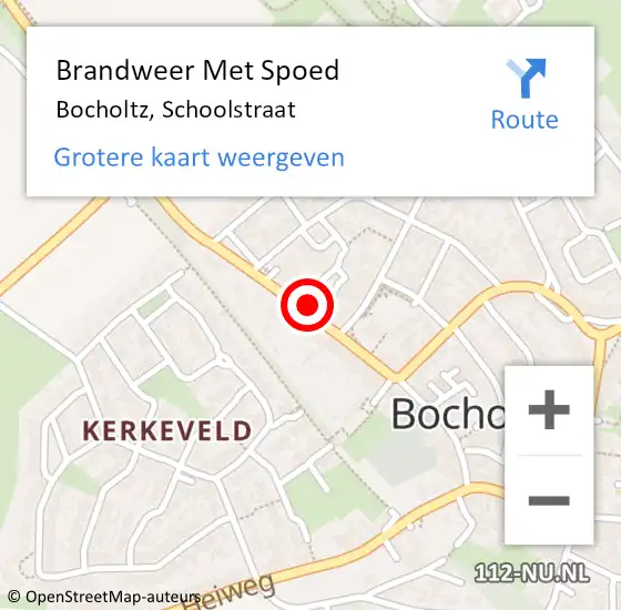 Locatie op kaart van de 112 melding: Brandweer Met Spoed Naar Bocholtz, Schoolstraat op 1 oktober 2024 11:48