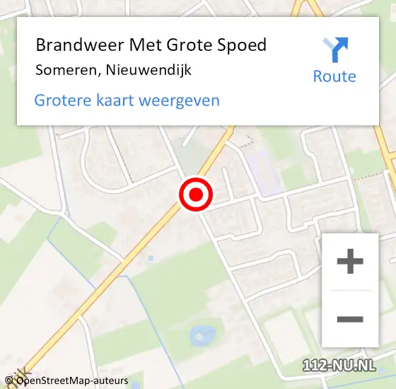 Locatie op kaart van de 112 melding: Brandweer Met Grote Spoed Naar Someren, Nieuwendijk op 1 oktober 2024 11:50