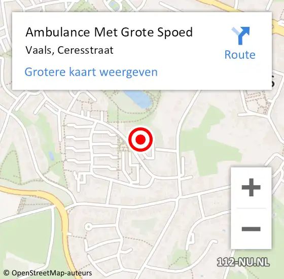 Locatie op kaart van de 112 melding: Ambulance Met Grote Spoed Naar Vaals, Ceresstraat op 1 oktober 2024 11:53