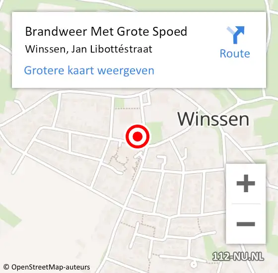 Locatie op kaart van de 112 melding: Brandweer Met Grote Spoed Naar Winssen, Jan Libottéstraat op 1 oktober 2024 11:54