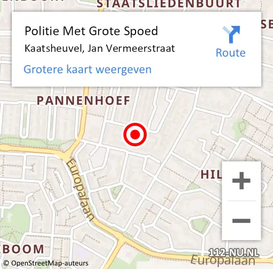 Locatie op kaart van de 112 melding: Politie Met Grote Spoed Naar Kaatsheuvel, Jan Vermeerstraat op 1 oktober 2024 11:58