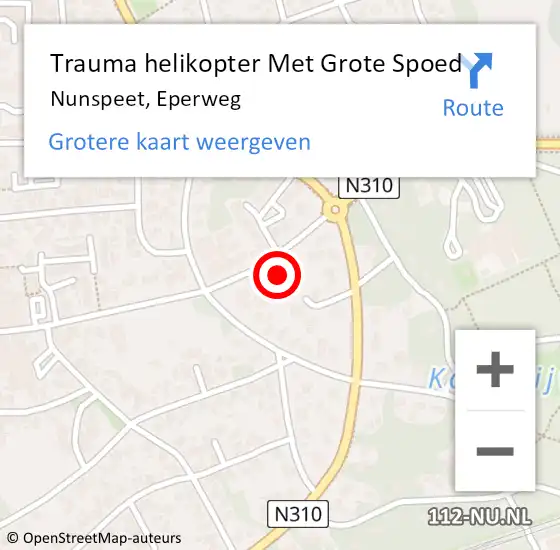 Locatie op kaart van de 112 melding: Trauma helikopter Met Grote Spoed Naar Nunspeet, Eperweg op 1 oktober 2024 12:00