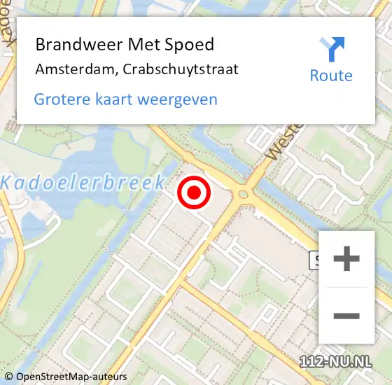 Locatie op kaart van de 112 melding: Brandweer Met Spoed Naar Amsterdam, Crabschuytstraat op 1 oktober 2024 12:01